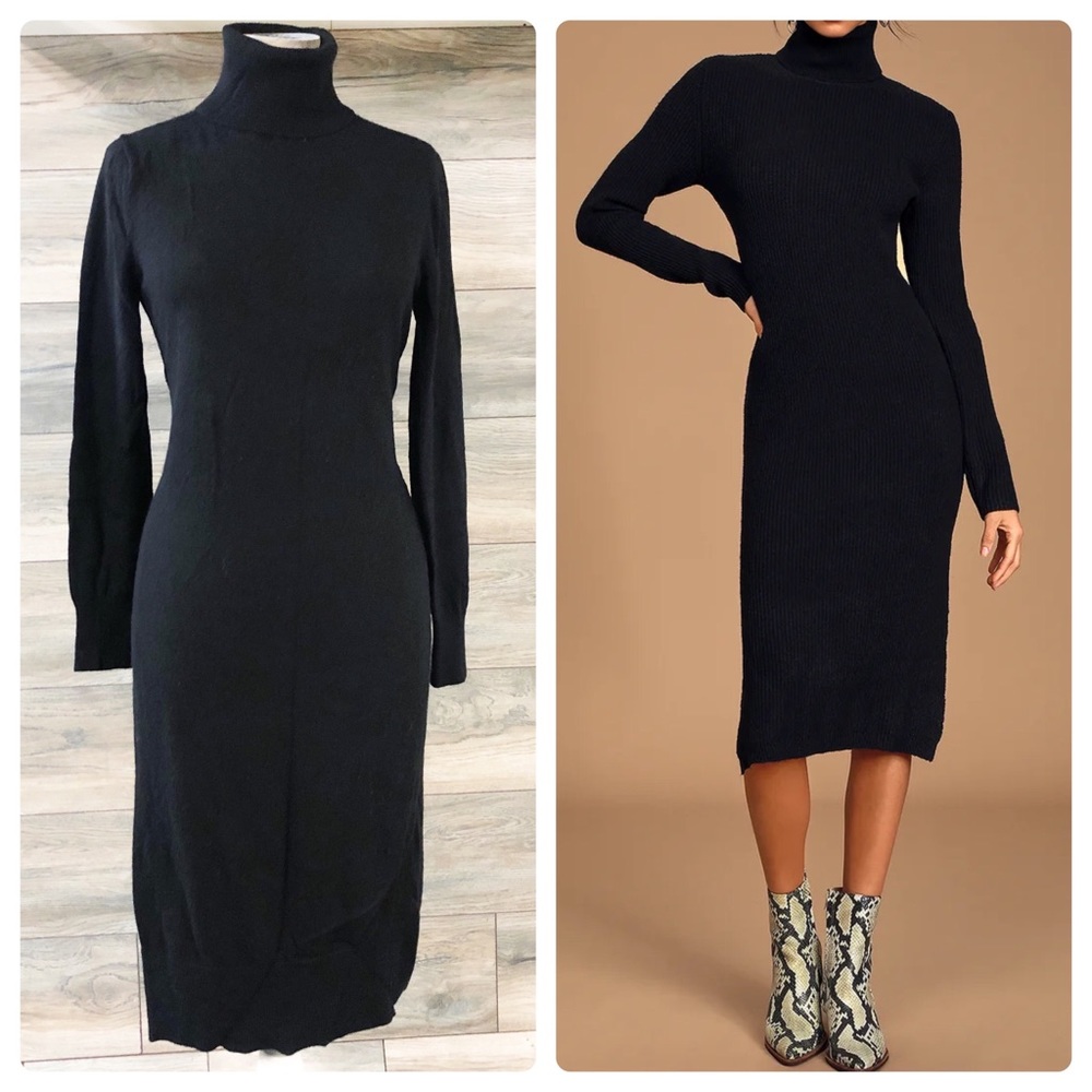 Banana Republic black knit turtleneck sweater dress